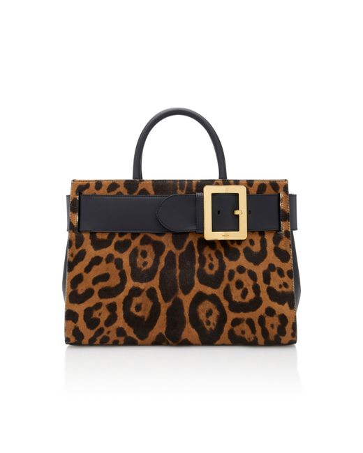 Bally Paneled Leopard-Print Calf Hair Shoulder Bag