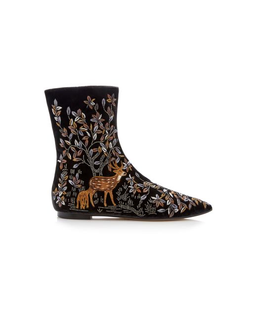 Alberta Ferretti Embroidered Ankle Boot