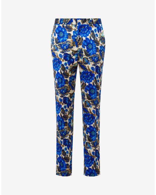 Moschino Allover Flowers Cotton And Viscose Trousers