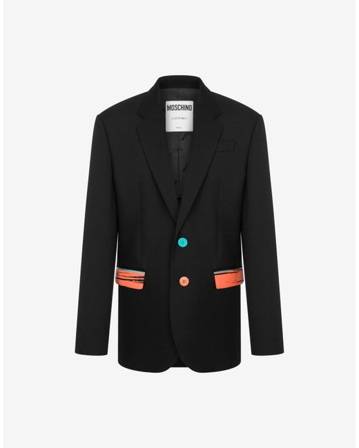 Moschino Painted Details Wool Cloth Jacket