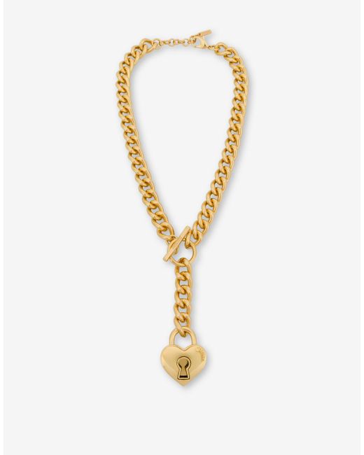Moschino Heart Lock Chain Necklace