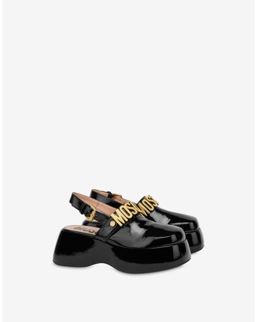Moschino Maxi Lettering Wedge Mules