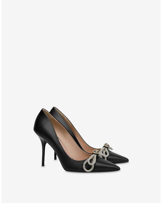 Love Moschino Sparkling Bow Nappa Leather Pumps