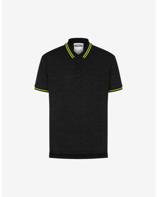 Moschino Allover Logo Jacquard Jersey Polo Shirt