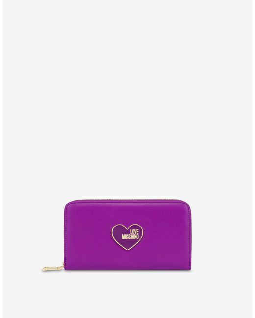 Love Moschino Enameled Heart Zip-around Wallet
