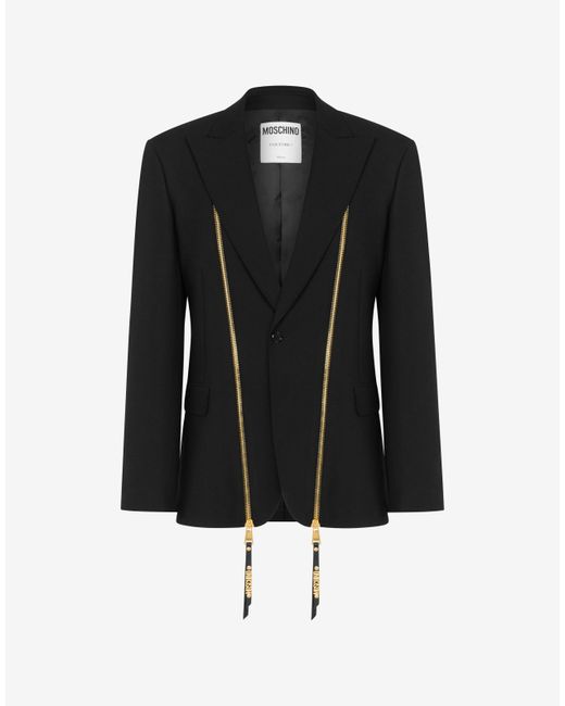 Moschino Zipper Details Stretch Gabardine Jacket