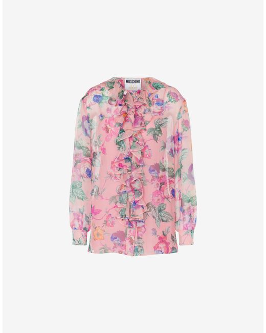 Moschino Flowers Print Chiffon Shirt