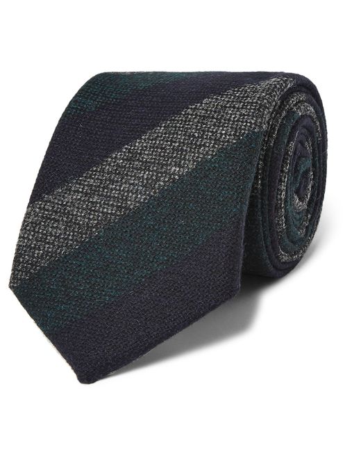 Kingsman Drakes Striped Wool Tie Blue
