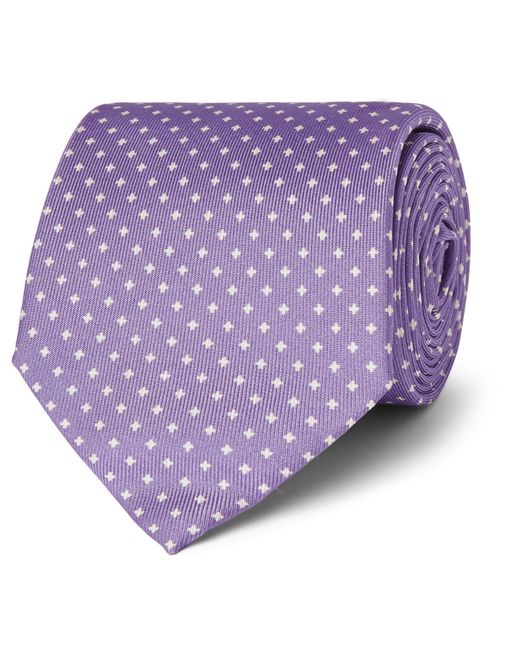 Emma Willis Printed Silk-Twill Tie Purple
