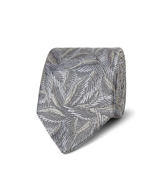 Richard James Leaf-Patterned Silk-Jacquard Tie Gray