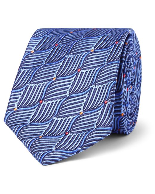 Sulka Silk-Jacquard Tie Blue