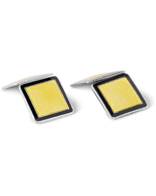 Foundwell 1930s Sterling Silver and Vitreous Enamel Cufflinks Gold