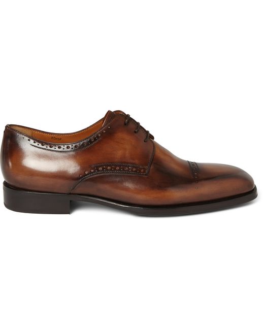 Berluti Polished-Leather Derby Shoes Brown
