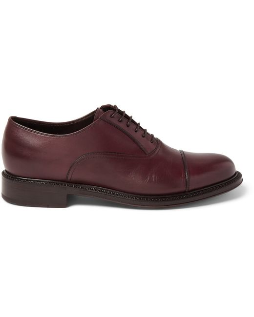 Brioni Sartorial Leather Oxford Shoes Burgundy