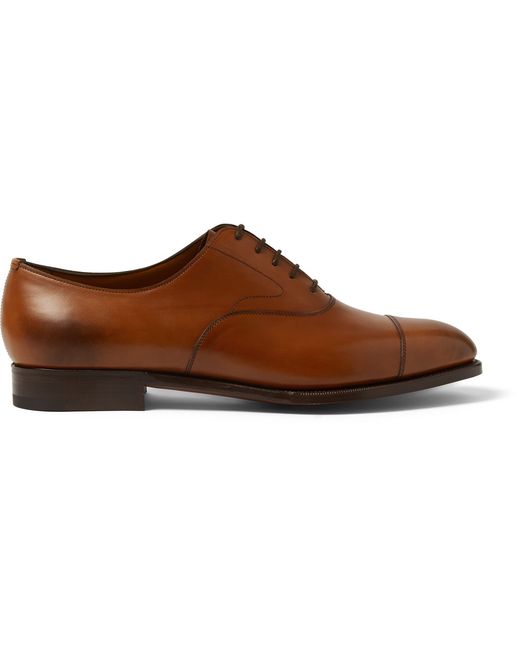 Edward Green Chelsea Burnished-Leather Oxford Shoes Brown