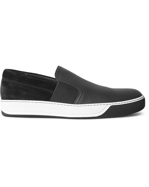 Lanvin Grained-Leather and Suede Slip-On Sneakers