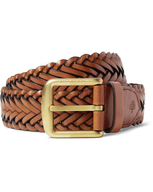 Mulberry 4cm Brown Braided Leather Belt Brown