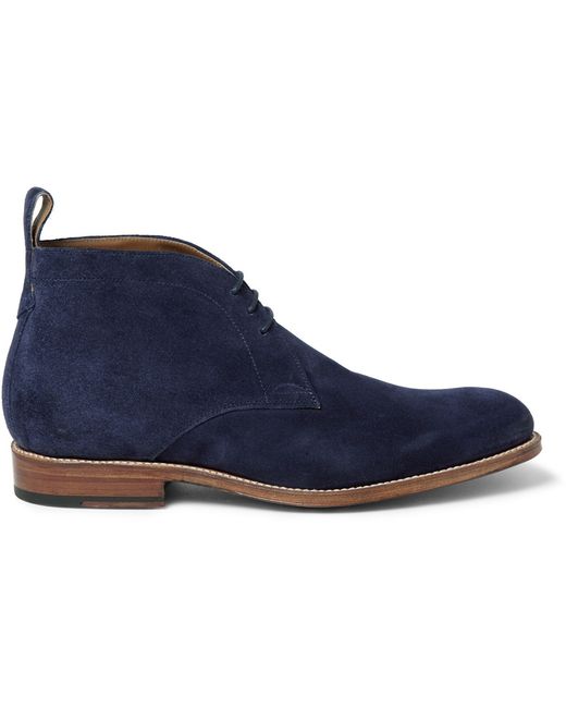 Grenson Marcus Suede Chukka Boots Blue