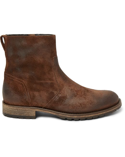Belstaff Attwell Burnished-Suede Boots Brown