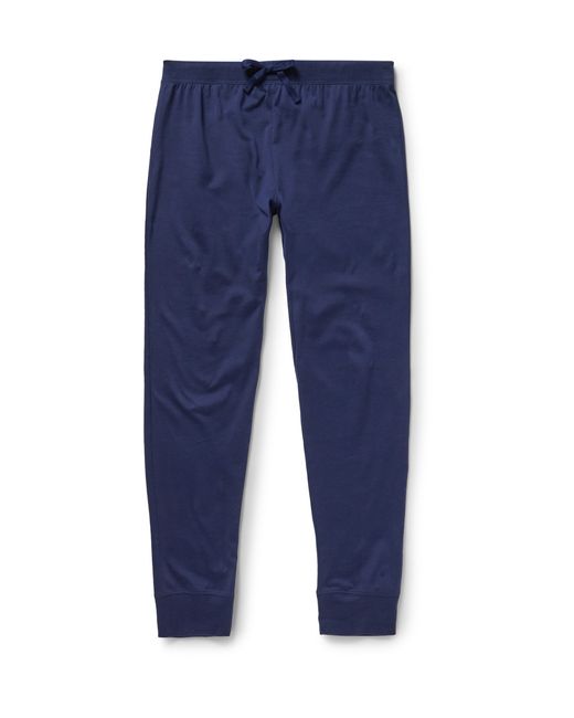 Handvaerk Slim-Fit Tapered Pima Cotton Pyjama Trousers Blue
