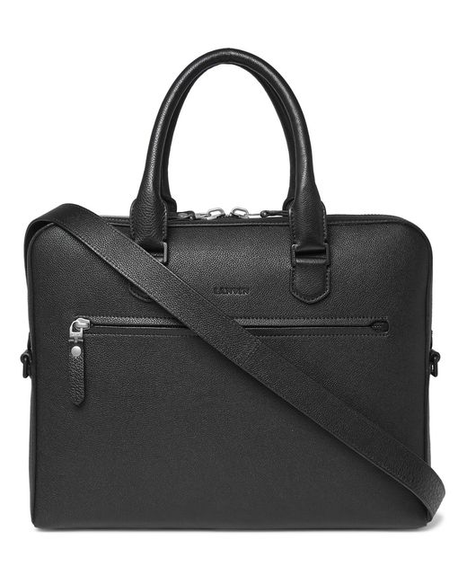 Lanvin Textured-Leather Briefcase Black