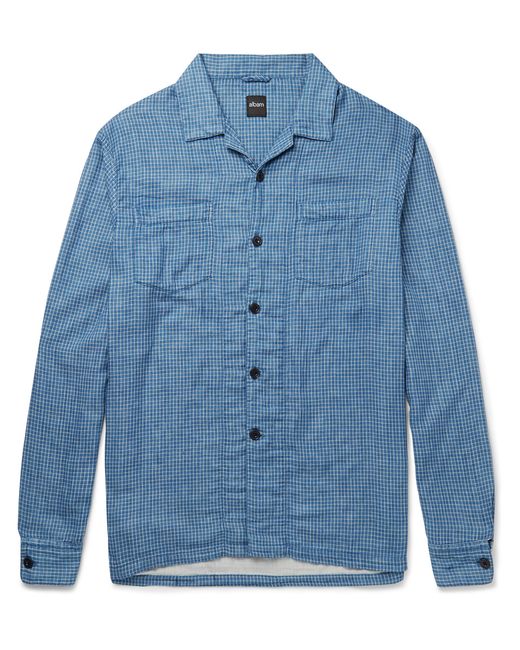 Albam Island Camp-Collar Checked Cotton Shirt Blue