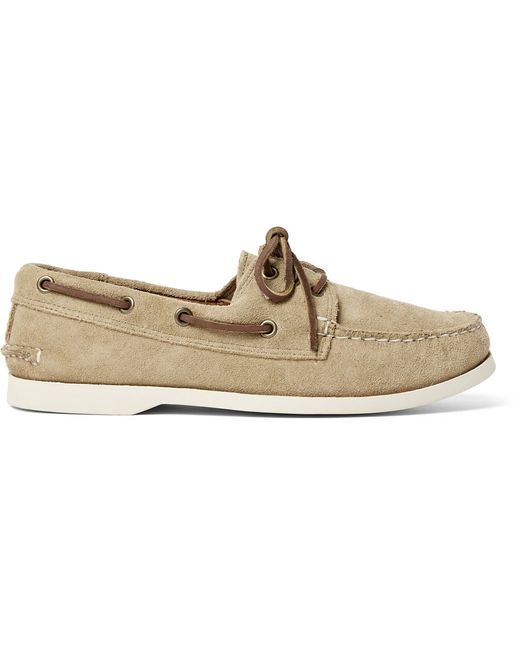 Quoddy Downeast Suede Boat Shoes Neutrals