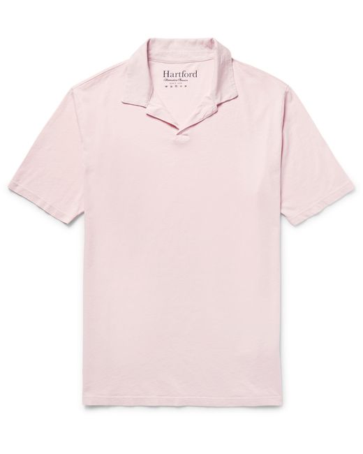 Hartford Garment-Dyed Cotton-Jersey Polo Shirt Pink
