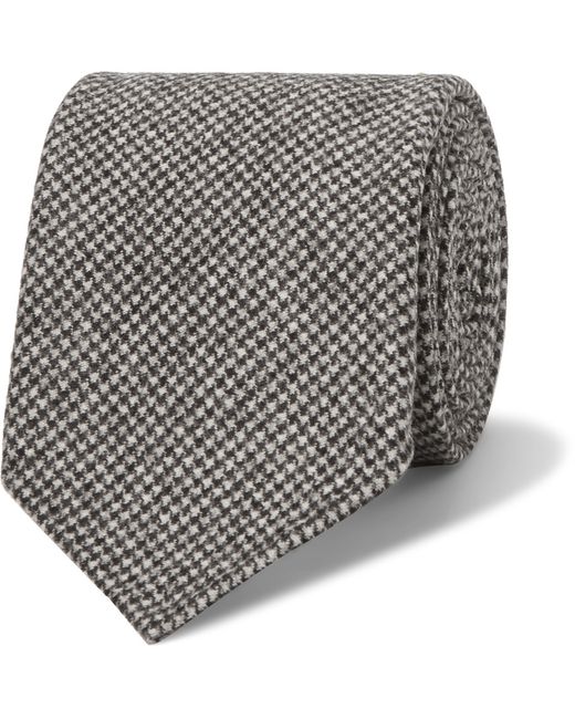 Drake's 8cm Puppytooth Wool and Cashmere-Blend Tie Gray