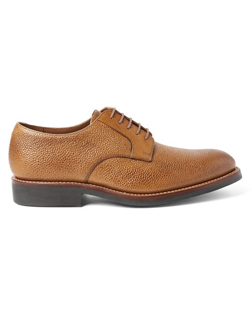 Grenson Liam Pebble-Grain Leather Derby Shoes Brown