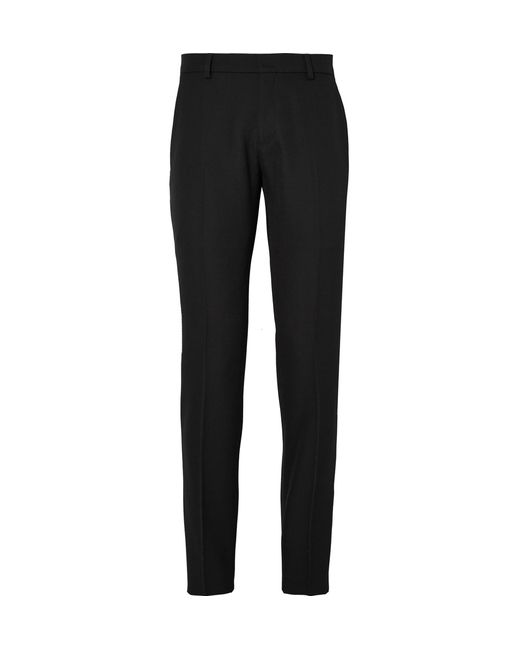 AMI Alexandre Mattiussi Black Slim-Fit Wool Tuxedo Trousers Black