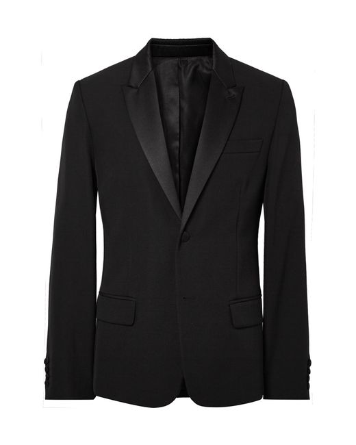 AMI Alexandre Mattiussi Black Slim-Fit Satin-Trimmed Wool Tuxedo Jacket Black