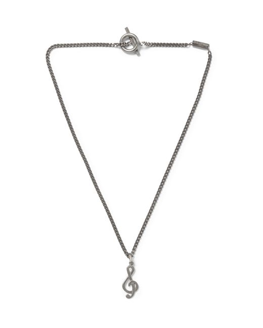 Saint Laurent Music Note Sterling Silver Necklace Silver