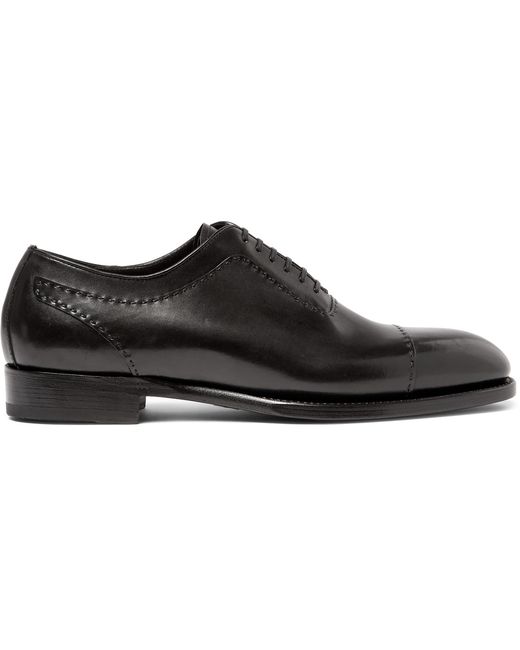 Brioni Black Leather Oxford Shoes Black