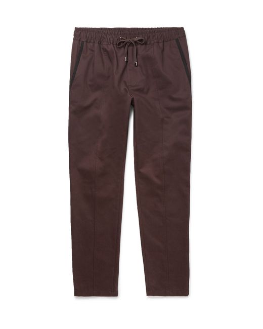 Dolce & Gabbana Slim-Fit Drawstring Contrast-Trimmed Cotton Trousers Burgundy