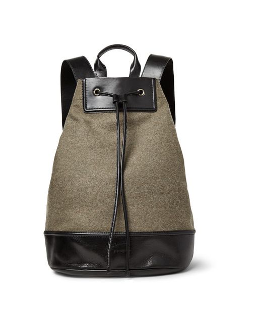 Dries Van Noten Leather-trimmed Felted Wool-blend Backpack