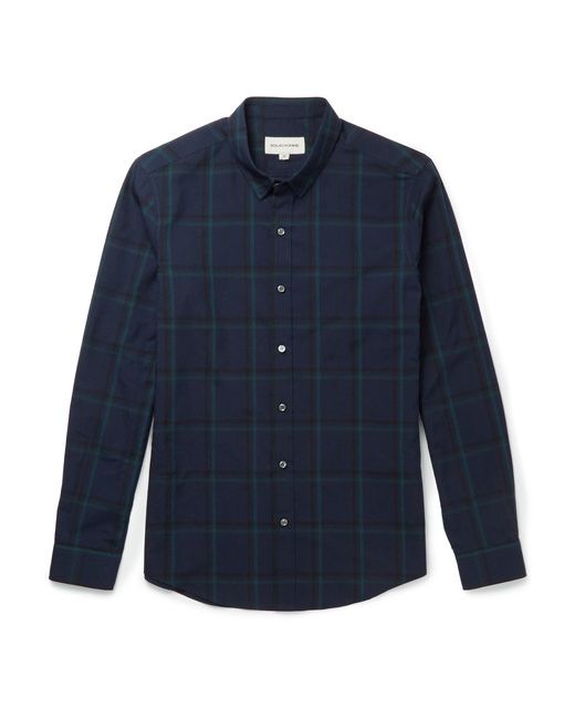 Solid Homme Slim-fit Checked Cotton-blend Shirt