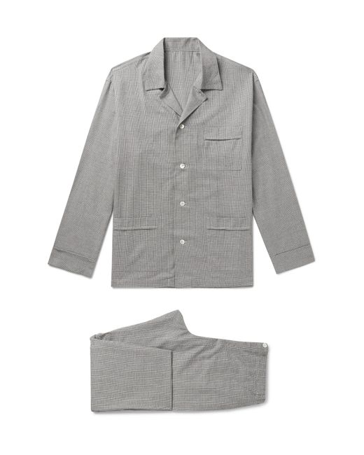 Anderson & Sheppard Prince of Wales Checked Brushed-Cotton Pyjama Set