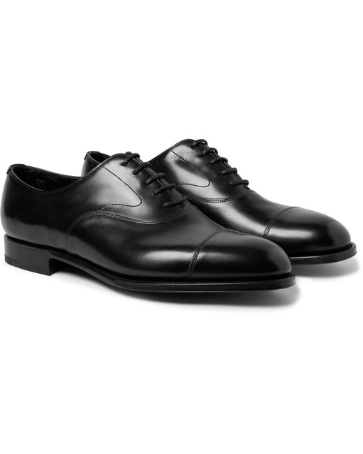 Edward Green Chelsea Cap-Toe Burnished-Leather Oxford Shoes