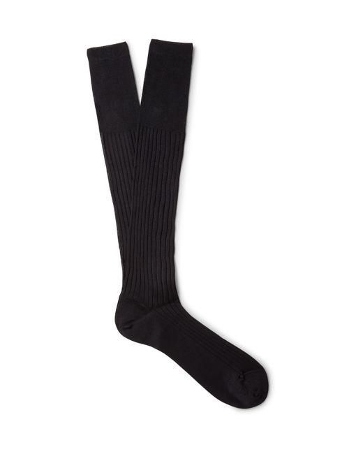 Ermenegildo Zegna Ribbed Cotton Over-the-Calf Socks