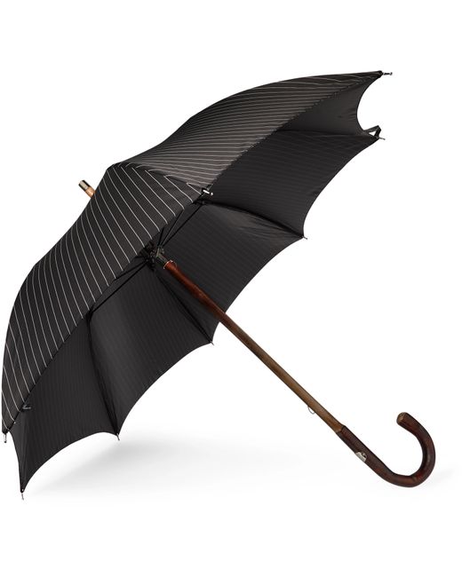 Francesco Maglia Pinstriped Chestnut Wood-Handle Umbrella