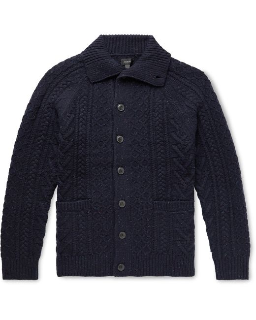 J.Crew Cable-Knit Donegal Merino Wool-Blend Cardigan