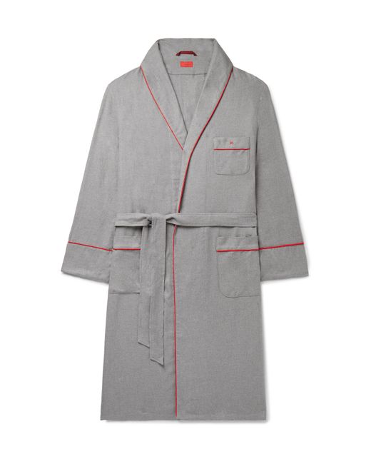Isaia Piped Cotton and Cashmere-Blend Twill Robe