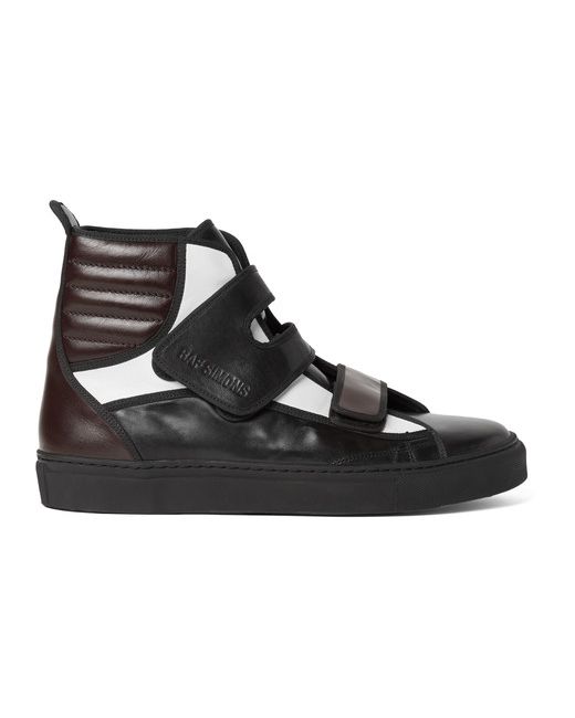 Raf Simons Colour-block Leather High-top Sneakers