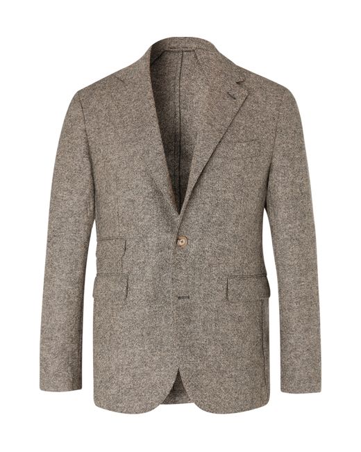 Man 1924 Beige Kennedy Slim-Fit Unstructured Mélange Wool Suit Jacket