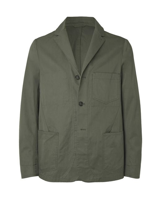 Officine Generale Olive Unstructured Washed Cotton-Twill Suit Jacket