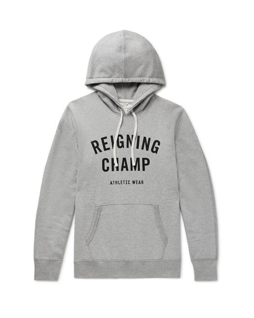 Reigning Champ Logo-Print Mélange Loopback Cotton-Jersey Hoodie