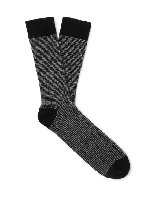 William Lockie Striped Cashmere-Blend Socks