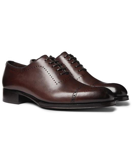 Tom Ford Edgar Whole-Cut Polished-Leather Brogues
