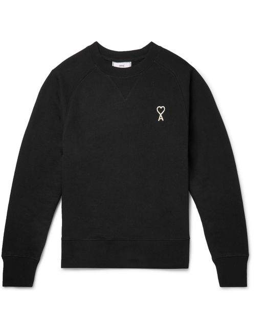 AMI Alexandre Mattiussi Logo-Embroidered Fleece-Back Cotton-Jersey Sweatshirt